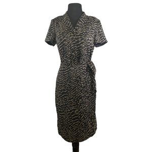 David Warren Petites Size Small Petite Black/Tan Wrap Dress Lined